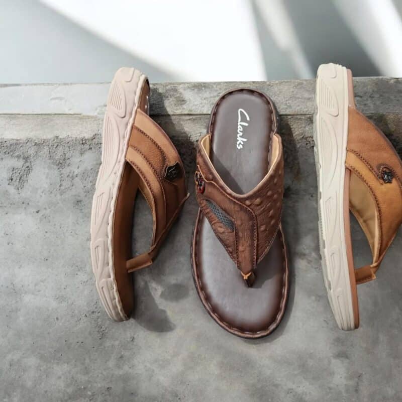 Men's Sandal, Leather Sandal, Casual Footwear, Brown Slippers, Clarks Sandal BD, Comfort Sandal for Men, Stylish Sandal, Anti-slip Footwear, ছেলেদের স্যান্ডেল, ক্যাজুয়াল স্যান্ডেল, ব্রাউন লেদার স্যান্ডেল, আরামদায়ক জুতা, ঈদ কালেকশন স্যান্ডেল। sokerponno.com,sokerponno,soker ponno,